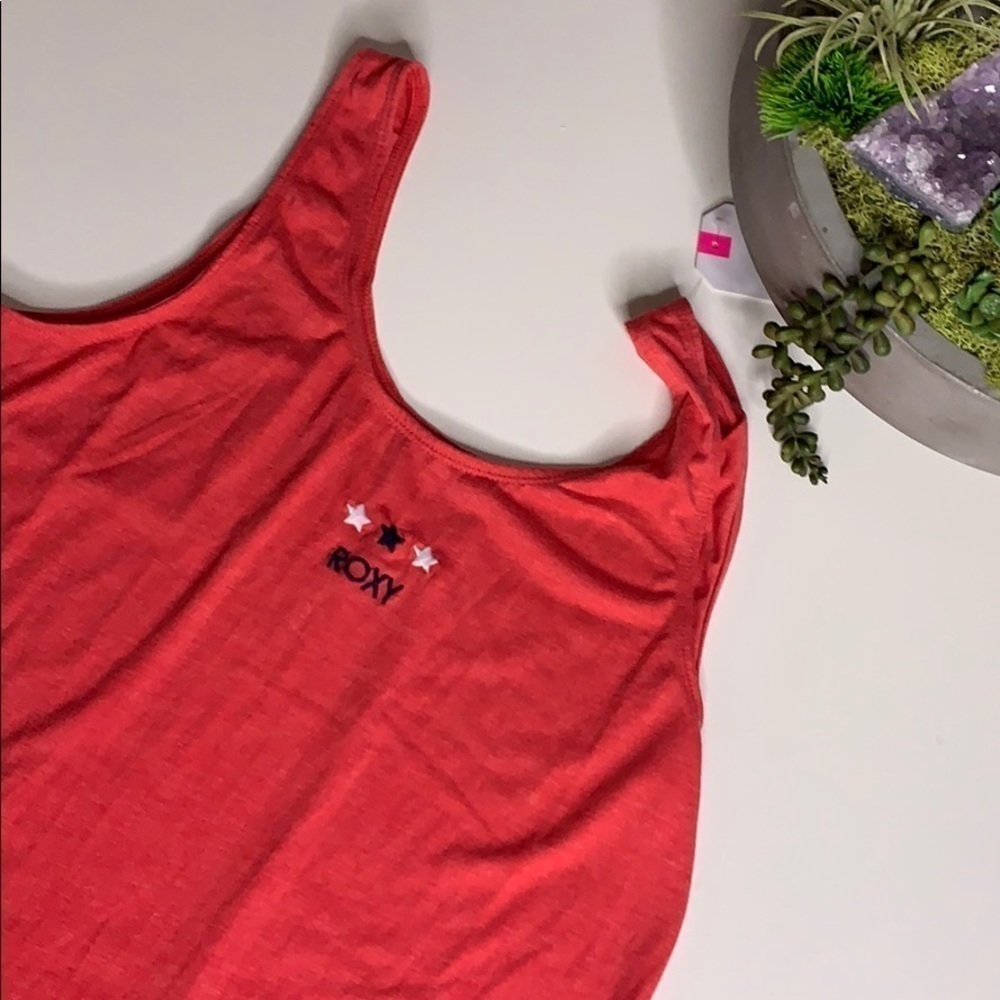 Roxy Girl Embroidered Star Lace Back Tank top new red